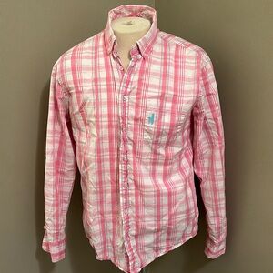 Johnnie-O Long Sleeve Button Up Pink Plaid Size Medium